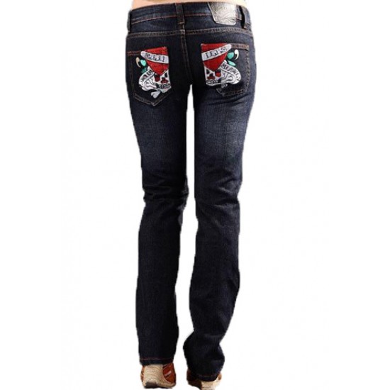 Ed Hardy Womens Jeans Washed straight cut Blue 07