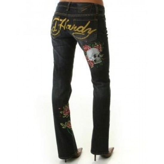 Ed Hardy Womens Jeans Washed straight cut Blue 05
