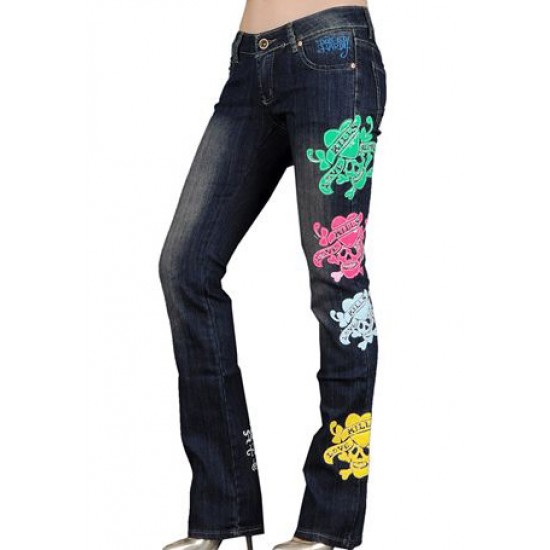 Ed Hardy Womens Jeans Washed straight cut Blue 02