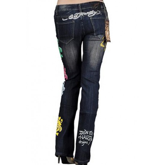 Ed Hardy Womens Jeans Washed straight cut Blue 02