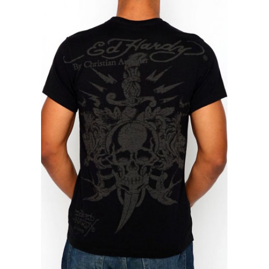 Ed Hardy Court Sleeve T-Shirt Skull Basic Black