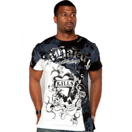Ed Hardy Mens Short Sleeve T-Shirt Love Kills Slowly Platinum Specialty Black