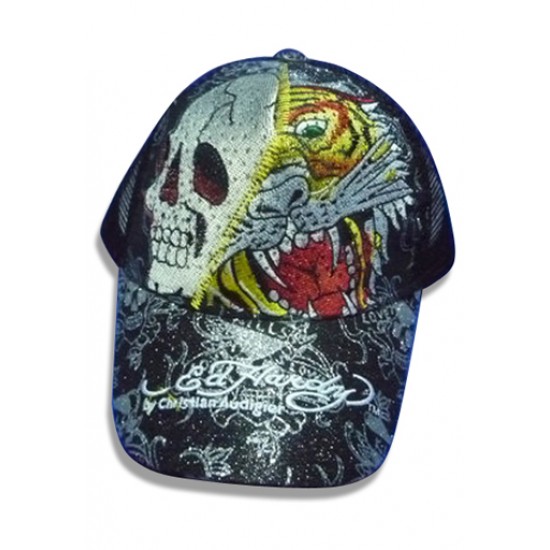 Ed Hardy Cap Tiger & Skull Embroider Foil Black