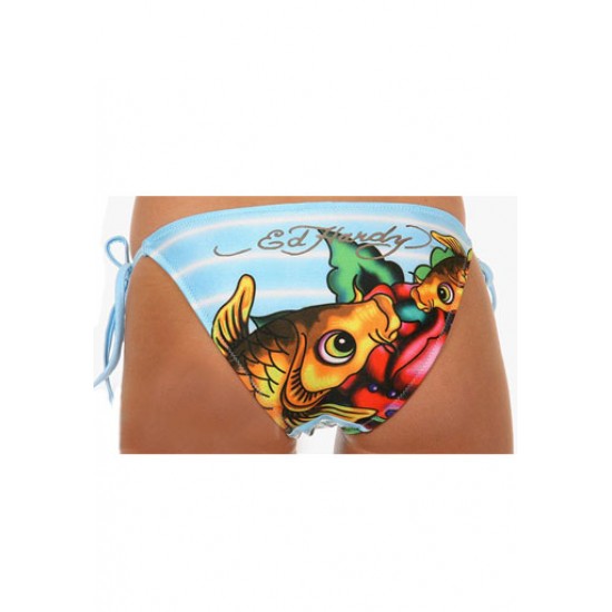 Ed Hardy Womens Swimwear Two Piece Bikini Fish Kills Blue
