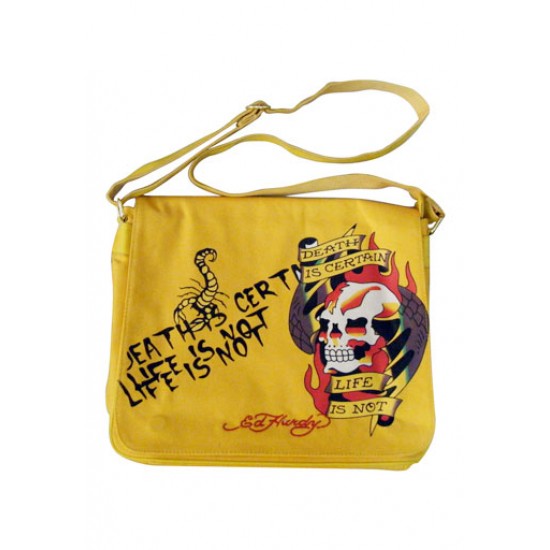 Ed Hardy Bag Death is Certain Life is Not Cross body Yellow
