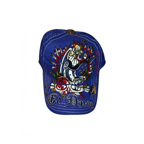 Ed Hardy Cap Panther and Rose Stencil Blue