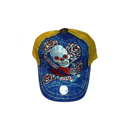 Ed Hardy Cap Death of Love Stencil Blue And Yellow