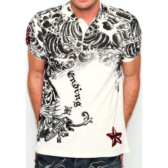 Ed Hardy Homme Polo Shirt Tiger White