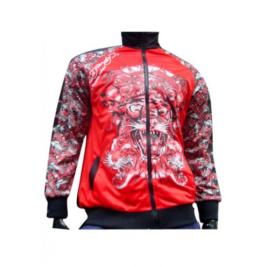 Ed Hardy Mens Jackets Tigers All Over Print Red