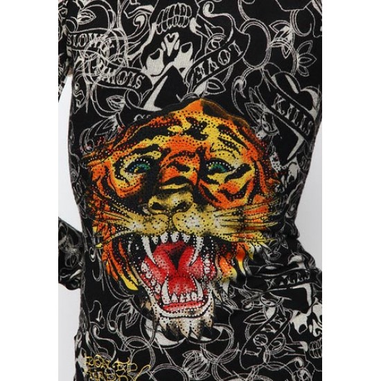 Ed Hardy Femme Hoody LKS Tiger Knitted Pullover Black