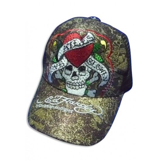 Ed Hardy Cap Love Kills Slowly Embroider Foil Brown