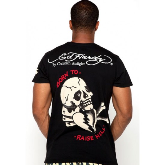 Ed Hardy Court Sleeve T-Shirt Skulls Basic Black