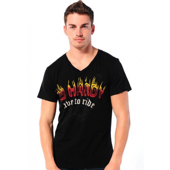 Ed Hardy Court Sleeve T-Shirt Hell on Wheels Basic 5104 Black
