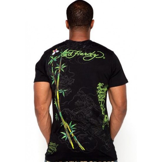 Ed Hardy Court Sleeve T-Shirt Panther Snake Specialty Black