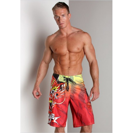 Ed Hardy Mens Swim Trunk Brushed Jersey Jams Red