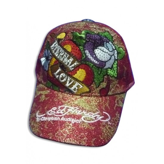 Ed Hardy Cap Eternal Love Embroider Foil Red