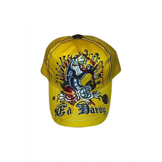 Ed Hardy Cap Panther and Rose Stencil Yellow