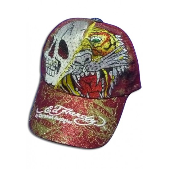 Ed Hardy Cap Tiger & Skull Embroider Foil Red