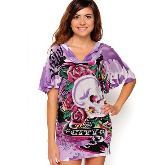 Ed Hardy Womens Knit Top Skull And Roses