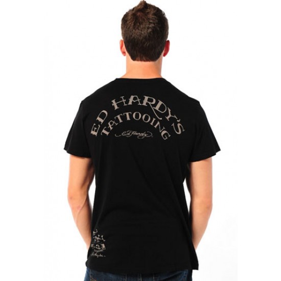 Ed Hardy Court Sleeve T-Shirt Skulls Basic 5103 Black