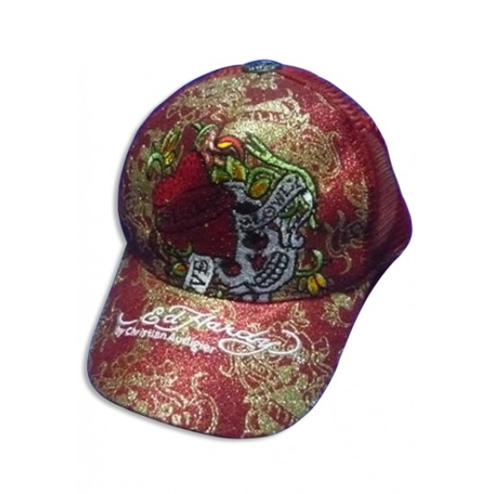 Ed Hardy Cap Love Kills Slowly EmbroiderStencil Foil Red