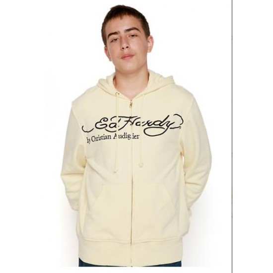 Ed Hardy Mens Hoody Death Is Certain Basic White