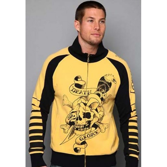 Ed Hardy Mens Jackets Death Or Glory Track Yellow