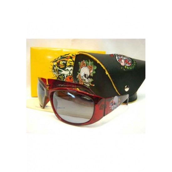 Ed Hardy Sunglasses De Soleil Skull with Roses Red
