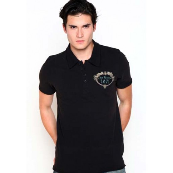 Ed Hardy Homme Polo Shirt Death Before Dishonor Black