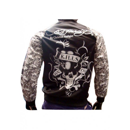 Ed Hardy Mens Jackets Tigers All Over Print Black