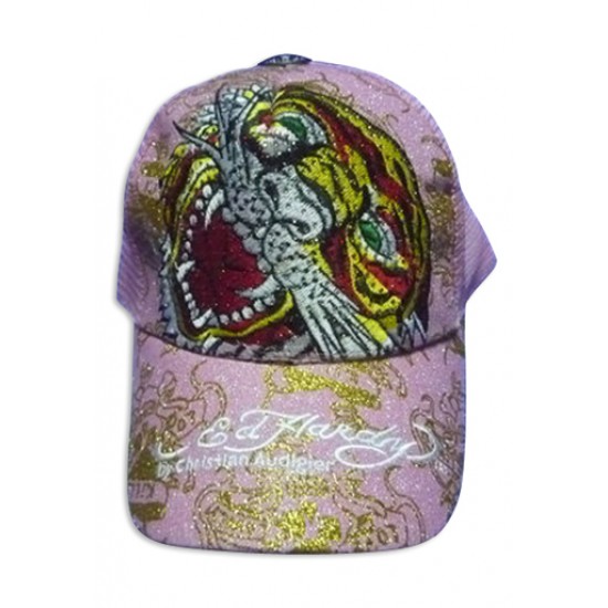 Ed Hardy Cap Tiger EmbroiderStencil Foil Pink