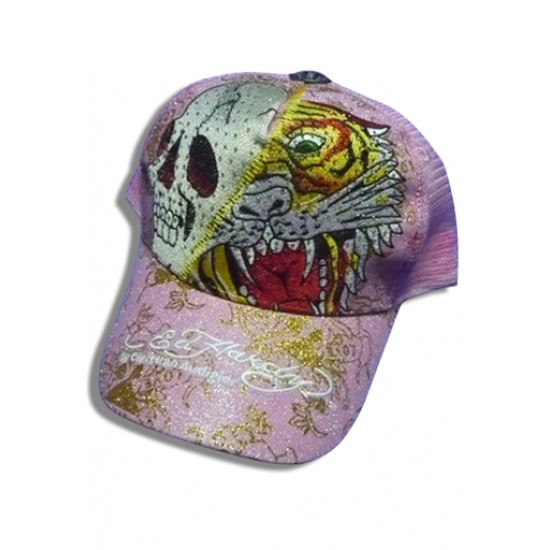 Ed Hardy Cap Tiger & Skull Embroider Foil Pink
