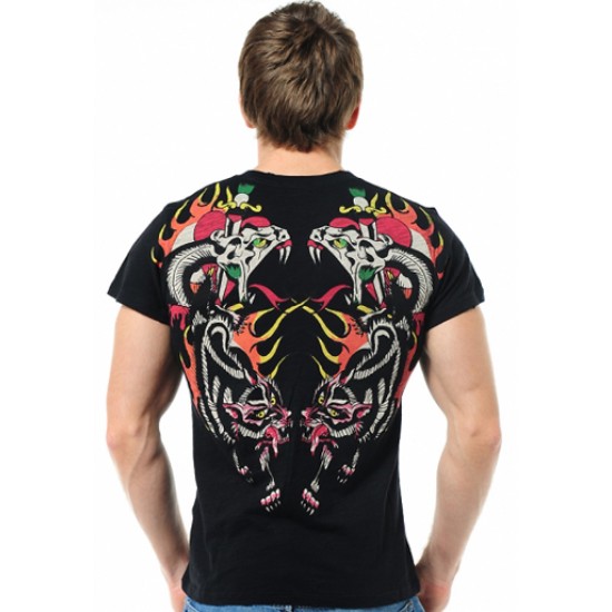 Ed Hardy Homme Court Sleeve T-Shirt Snake & Dagger Specialty