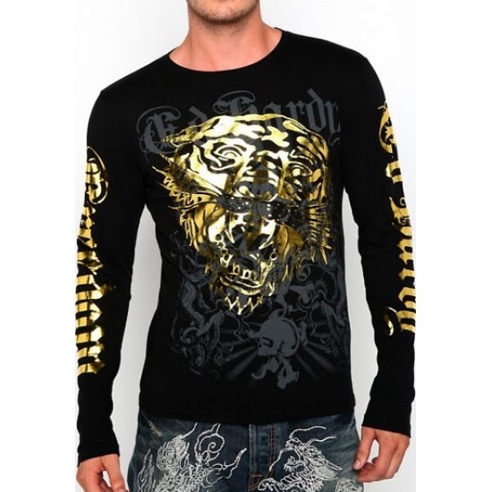 Ed Hardy Mens Long Sleeve T-Shirt Tiger Basic 5006 Black