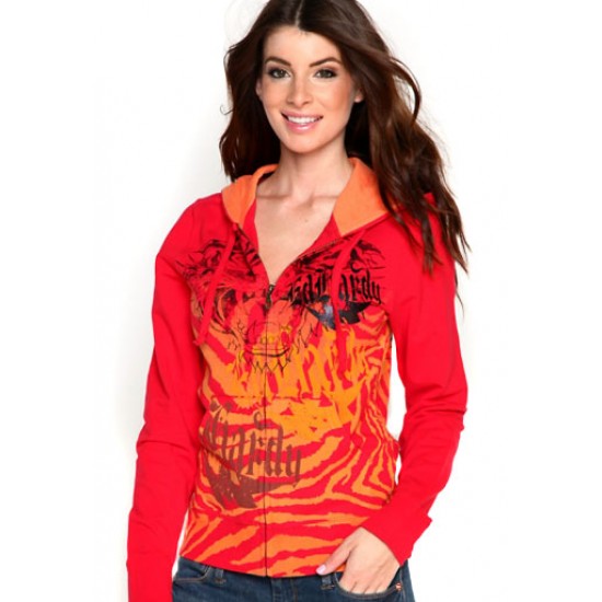 Ed Hardy Femme Hoody New Tiger Specialty Red Outlet