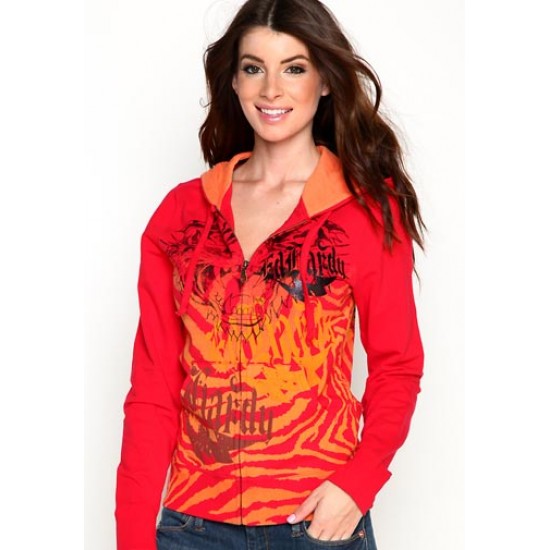 Ed Hardy Femme Hoody New Tiger Specialty Red Sale