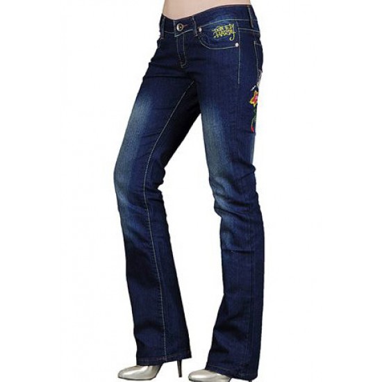 Ed Hardy Womens Jeans Washed straight cut Blue 08