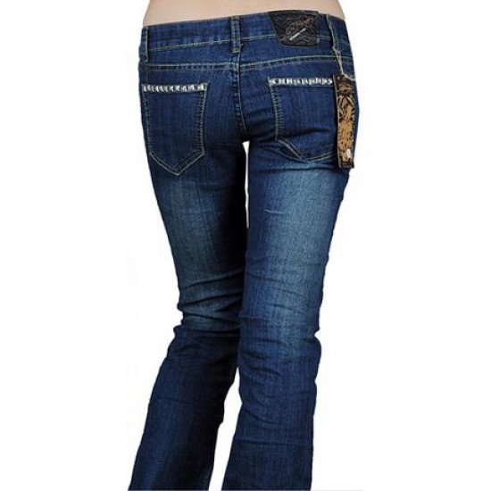 Ed Hardy Womens Jeans Washed straight cut Blue 14