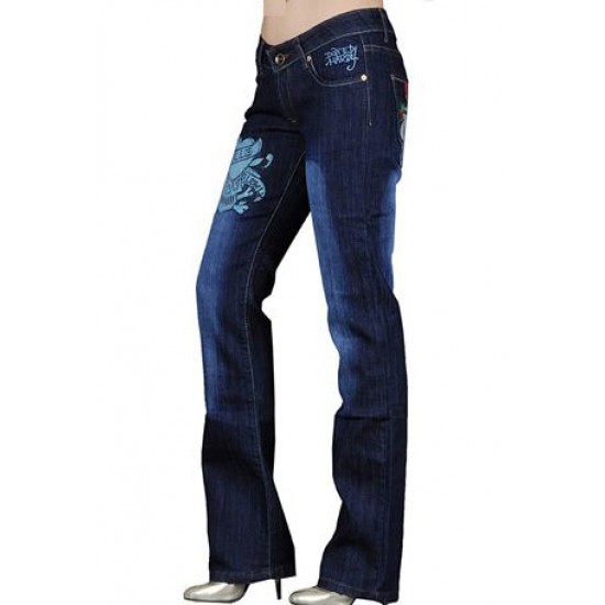Ed Hardy Womens Jeans Washed straight cut Blue 04